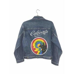 Chiqle Denim Jacket‎ California Painted Graphic Blue Jean Women's Medium